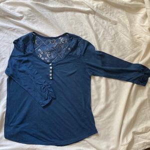 Blue lace long sleeve top